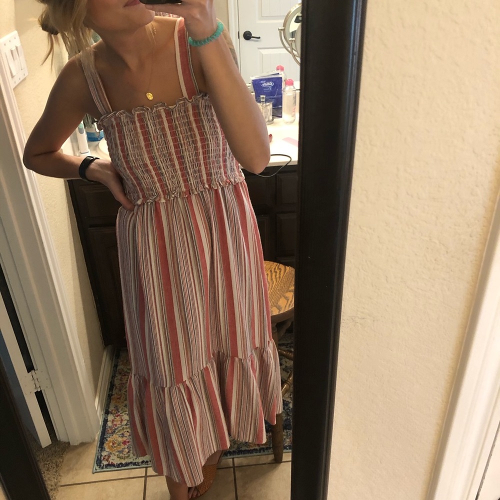 Knox Rose Smocked Striped Tiered Dress